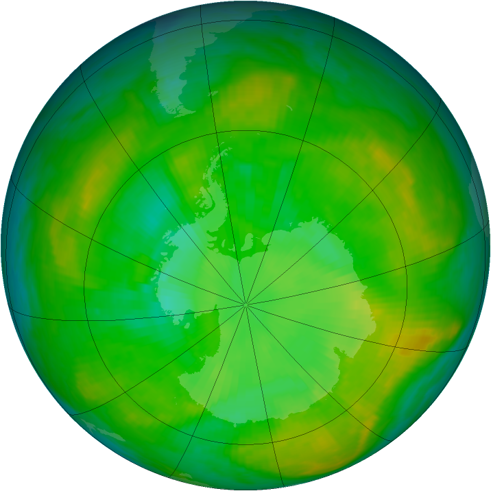 Antarctic ozone map for 08 January 1980